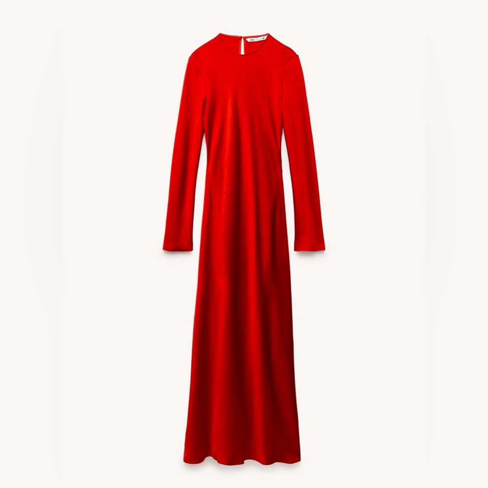 ZARA NWT RED DRESS BACK V-NECK ZW COLLECTION - Picture 7 of 13